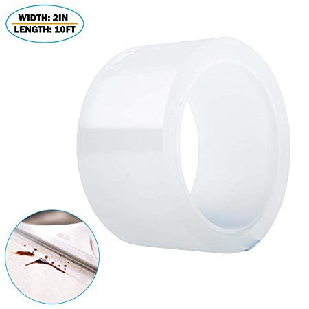 Caulk Strip PMMA Self Adhesive Waterproof Repair Tape for Bathtub Bathroom Shower Toilet Kitchen and Wall Mildew Sealing (49/25 Inch Width x 10Feet Length,Transparent)