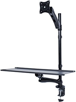 VIVO Sit-Stand Height Adjustable Workstation Standing Desk Mount w/ Gas Spring / Holds 1 Screen 13" to 27" (STAND-SIT1)