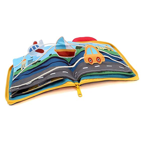 Felt Quiet Books - 9 kinds Vehicle Identify Skill Boys and Girls, Ultra Soft Baby book Touch and feel Cloth Book, 3D Books Fabric Activity for Babies /Toddlers, Learning to Sensory Book、Busy Book