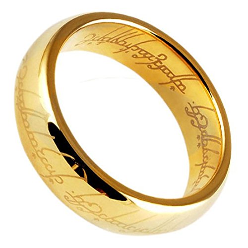 Three Keys Jewelry Lord Of The Rings Style Tungsten Carbide Gold Ring Lord Laser Etched Band Ring Size 7-13
