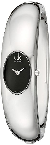 Calvin Klein Women's K1Y23102 'Exquisite' Black Dial Stainless Steel Medium Bangle Watch