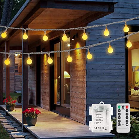 OxyLED Globe String Lights Battery Operated,Outdoor Fairy Lights [Remote & Timer],2 X 15m 100 LED 8 Modes IP65 Waterproof Outdoor Indoor Decorative String Lights for Bedroom,Wedding, Party,Christmas