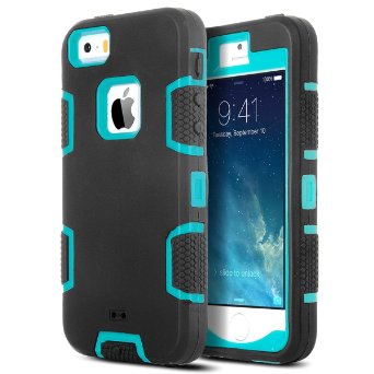 iPhone 5S Case, iPhone 5 Case,iPhone SE Case, ULAK Shock Absorbing Anti-Slip 5S Case Hybrid Plastic Inner Shell and Rugged Soft Silicone Outer Protective Cover for Apple iPhone 5 5S SE (Blue/Black)