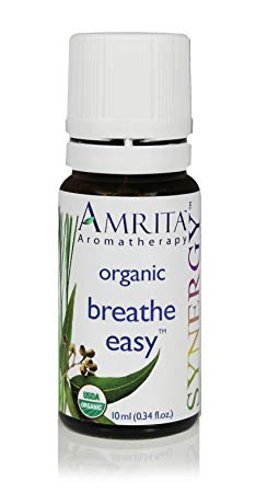 AMRITA Aromatherapy: Breath Easy Synergy Essential Oil Blend - USDA Certified Organic Essential Oil Blend of Citronella Nardus, Siberian Fir, Sweet Eucalyptus Globulus - Pure & Undiluted -Size: 10ML
