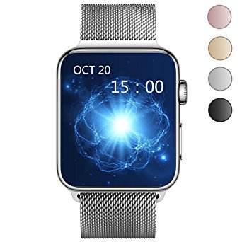 OROBAY Apple Watch Band 38mm, Stainless Steel Mesh Loop with Adjustable Magnetic Closure Replacement iWatch Band for Apple Watch Series 3, Series 2 Series 1, Silver