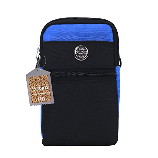 Bosam Universal Waterproof Waist Pack Cell phone Pouch with Belt Outdoor phone bag for 5.5 inch smartphone(Black-Blue)