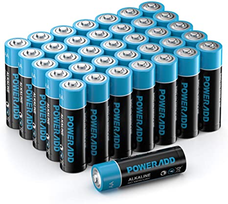 Poweradd Alkaline AA Batteries, 1.5 V, Long-Lasting & Durability, Performance Double A Alkaline Batteries, 10-Year Shelf Life, Pack of 36