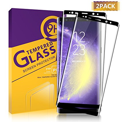 Galaxy Note 8 Glass Screen Protector Youer, Full Coverage Premium Tempered Glass Scratch Resistan HD Clear 3D Anti-Bubble Screen Film for Galaxy Note 8 - 2Pack Black