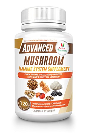 Mushroom Immune System Supplement (120 Veg. Capsules) - Optimized Blend of 7 Mushrooms (Turkey Tail, Reishi, Lions Mane, Maitake, Cordyceps, Chaga & Shiitake) to Support Immunity Health