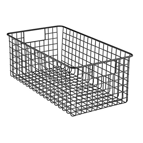 InterDesign Classico Deep Wire Storage Basket with Handles for Organizing Kitchen Cabinets, Pantry – Matte Black