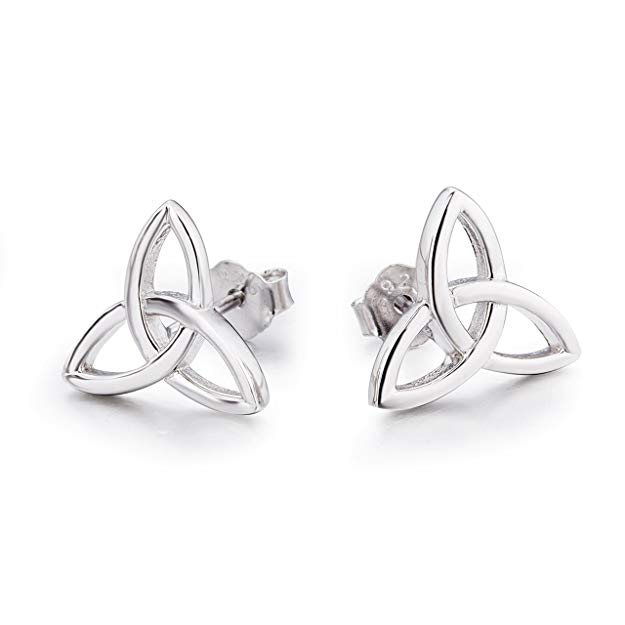 Celtic Knot Stud Earrings Sterling Silver Celtic Knot Triquetra Earrings,Celtic Knot Heart Earrings