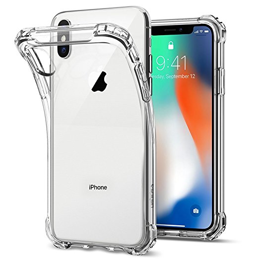 Spigen Rugged Crystal iPhone X Case with Clear back panel and Reinforced Corners on TPU bumper for Apple iPhone X (2017) - Crystal Clear