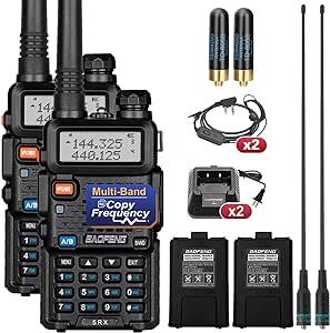 Baofeng 5RX Ham Radio (Upgraded of UV-5R) Multi-Band Receiving Two Way Radio,VHF,1.25M,UHF,AM/FM Reception,DTMF VOX SCAN,Walkie Talkies With Earpiece,USB Programming Cable & 771 Antenna,2Pack Full Kit