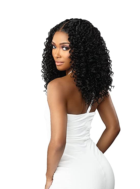 Sensationnel Butta lace front wig - extra wide and deep hand tied lace parting space with preplucked natural illusion hairline lace wig human hair blend mixed - Water wave 16 in (1B)