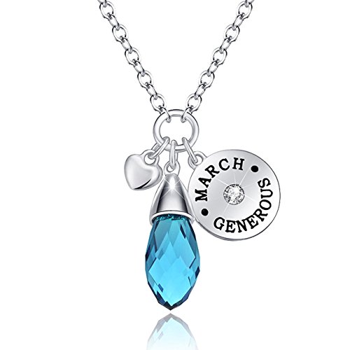 Birthstone Necklace Swarovski Elements Crystal Teardrop Pendant Jewelry for Women Mother's Day Gift