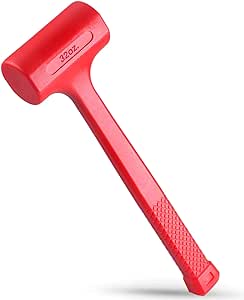 2-LB (32-OZ) Premium Dead Blow Hammer and Unicast Mallet, Neon Red Color | Durable Unibody Molded Construction, Checkered Grip | Rebound and Spark Resistant, Non-Marring and Non-Sparking Design