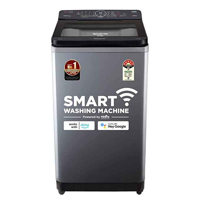 Panasonic 8 Kg Wifi Built-In Heater Fully-Automatic Top Loading Smart Washing Machine (NA-F80AH1CRB,Charcoal Inox Grey, Compatible with Alexa, 15 Wash Program)