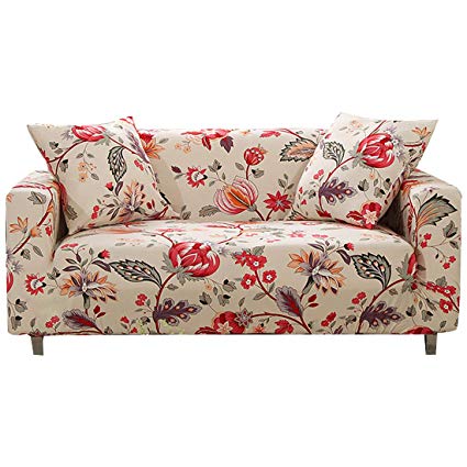 FORCHEER Stretch Sofa Slipcover Printed Pattern 3-Seat Spandex Couch Cover for 3 Cushion Couch 1 Piece Furniture Protector for Living Room, Pets, Sofa