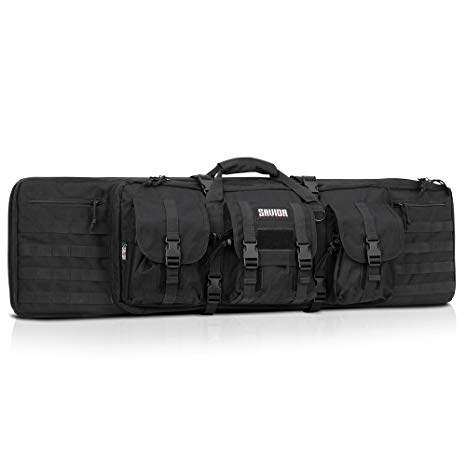 Savior Equipment American Classic Tactical Double Long Rifle Pistol Gun Bag Firearm Transportation Case w/Backpack - Lockable Compartment, Available Length in 36" 42" 46" 55"
