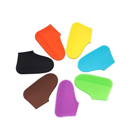LESOVI Shoe Covers Silicone Waterproof - Men/Women Covers for Shoes - Waterproof Shoe Covers - Home/Carpet/reusable/Outdoor/Walking/Boot -Reusable Non Slip Grip -Durable/Reusable (Medium, White)
