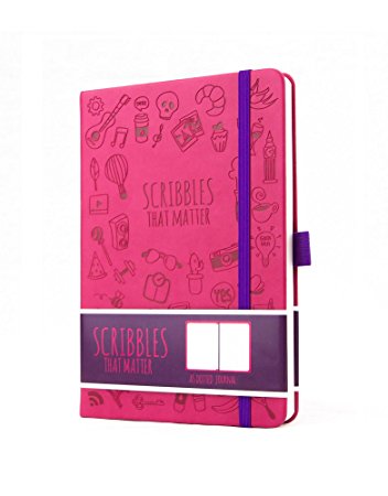 Scribbles That Matter - Dotted Journal Notebook Diary A5 - Elastic Band - Beautiful Designer Cover - Premium Thick Paper (Pink)