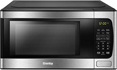 Danby DBMW0924BBS 0.9 Cu.Ft. CounterTop Microwave In Black Stainless Steel - 900 Watts, Small Microwave  With Push Button Door