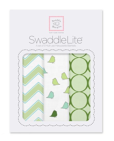 SwaddleDesigns SwaddleLite, Chic Chevron Lite (Set of 3 in Kiwi)