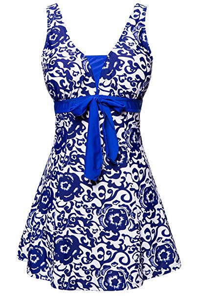 Wantdo Women's One-Piece Oriental Porcelain Slimming Swimsuit Swimdress