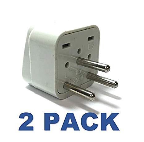 Seven Star IS-400 Universal Grounded Plug Adapter for Israel Style Outlet Type H (2 Pack)