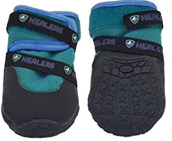 Healers Urban Walkers III Dog Boots for Paw Protection with Non Slip Sole, Reflective Pet Booties, 1-Pair (Teal, Extra Large)