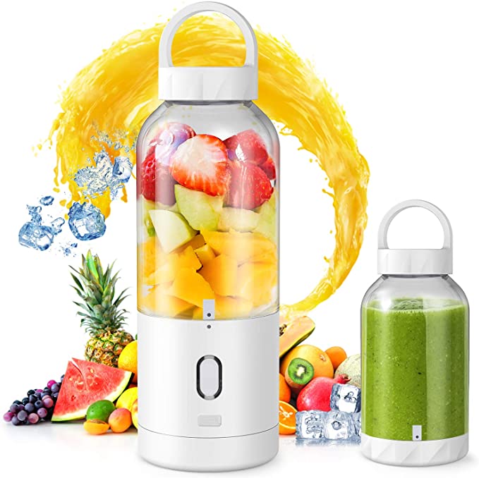 Portable Blender, 165W Personal Blender Shakes and Smoothies, USB Rechargeable Mini Ice Crusher with Six Blades Blender for Home, Office, Sports, Travel