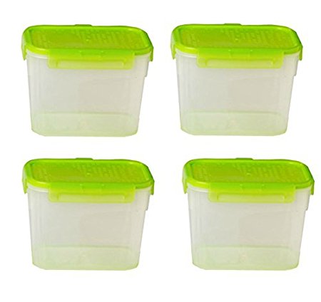 Snapware Airtight Small Rectangular Storage Container 4.7 Cup, Pack of 4 Containers With Green Lids