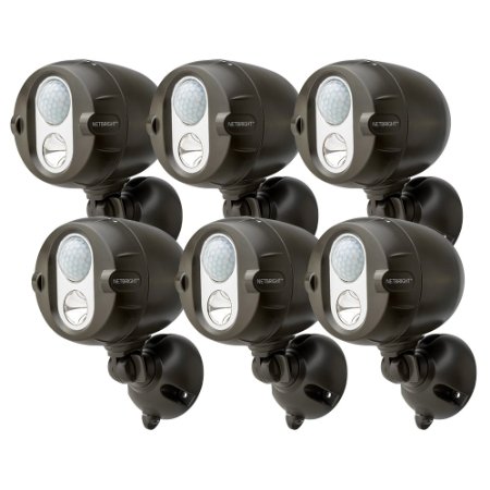 Mr Beams MBN356 Networked LED Wireless Motion Sensing Spotlight System with NetBright Technology 200-Lumens Brown 6-Pack