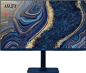 MSI Modern MD272QP Ultramarine, 27" Monitor, 2560 x 1440 (QHD), IPS, 75Hz, TUV Certified Eyesight Protection, 5ms, HDMI, Displayport, USB C, Tilt, Swivel, Height Adjustable, Pivot