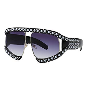 WOWSUN Oversize Fashion Pearl Sunglasses for Women Inspired Brand Designer