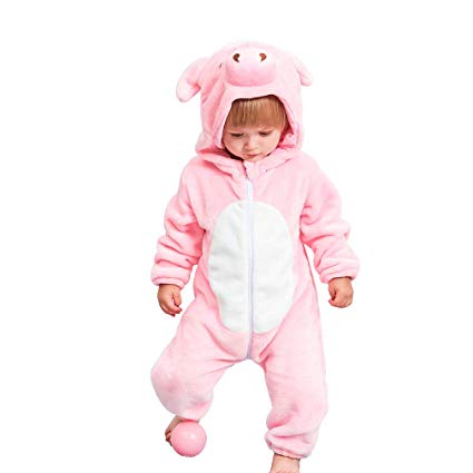 IDGIRL Baby Costume, Animal Cosplay Pajamas for Boy Winter Flannel Romper Outfit 2T, Colorful One Piece