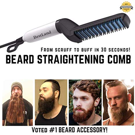 Bestland Quick Beard Straightener Comb Multifunctional Hair Curler Straightening Permed Clip Comb Styler Electric Hair Tool for Men