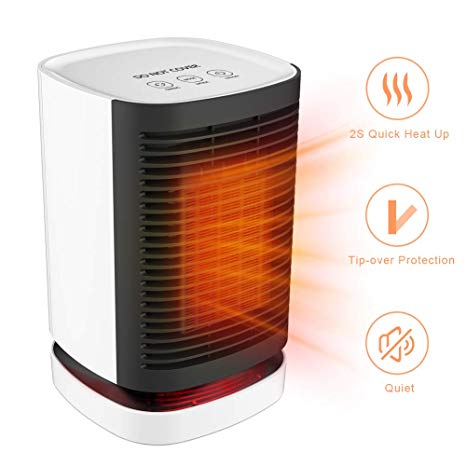 Personal Space Heater, 950W Auto Oscillating Portable Ceramic Electric Heater, Quick Heat-up, Tip-Over&Overheating Protection,3 Modes, 2 in 1 PTC Ceramic Heater Quiet Table Fan for Home Office