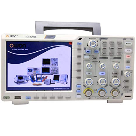 OWON XDS3202E oscilloscope 200Mhz 1G 2chs 8 bits ADC 40M record length 75,000 wfms/s w/ 3 yrs warranty 1ns/div 8 ”color LCD FFT USB VGA