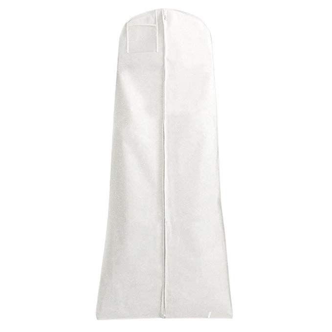 HANGERWORLD Single White Breathable Wedding Gown Dress Garment Cover Bags - 72" (183cm) -with Internal Zip & Pocket