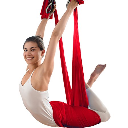 Aerial Yoga Hammock - Premium Aerial Silk Yoga Swing for Antigravity Yoga, Inversion Exercises, Improved Flexibility & Core Strength - Extension Straps, Carabiners and Pose Guide Included