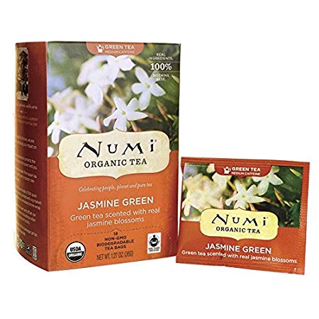 Numi Organic Tea, Monkey King, Jasmine Green Tea, Tea Bags, 18 Count