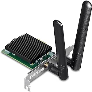 TRENDnet AX3000 Wireless Dual Band & Bluetooth 5.2 Class 2 PCIe Adapter, 2401 Mbps Wireless AX, 600 Mbps Wireless N Bands, Support Windows 10, Supports Up to WPA3 WiFi Connectivity,Black,TEW-907ECH