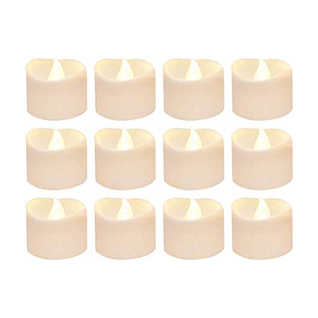 frestree Flameless Candles Tea Lights, Led Tealight Candles with Timer Flameless Flickering Votive Tea Lights Candles, Led Candles Bulk(Warm White 12 Pack)