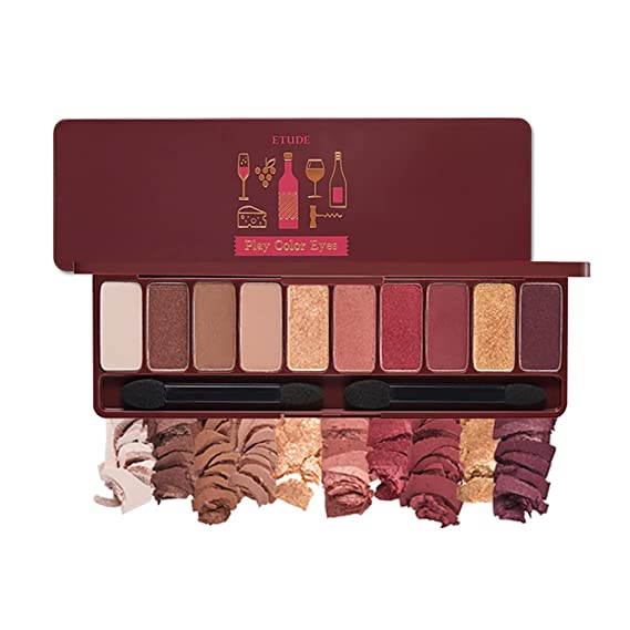 ETUDE Play Color Eyes #Wine Party (21AD) | 10-color Eye Shadow Palette that Reflects Deep & Rich Wine Flavors | Glitter Shimmery and Matte Colors for Eye Makeup