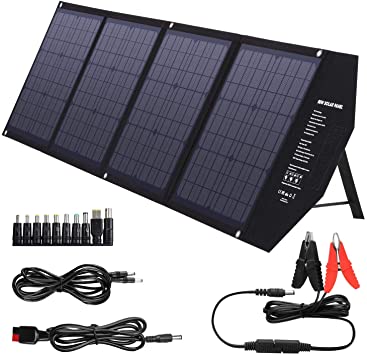 SUAOKI Foldable 80W Solar Panel Charger Compatible with Jackery/Goal Zero Yeti/Webetop/FlashFish/ROCKPALS Power Station with Quick Charge 3.0, 45W Power Delivery USB C for Home Camping