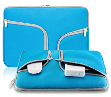 Steklo - AQUA BLUE Neoprene Soft Sleeve Case for MacBook 12-inch & MacBook Air 11.6" and Laptop up to 12" Ultrabook, Chromebook Bag Cover - AQUA BLUE