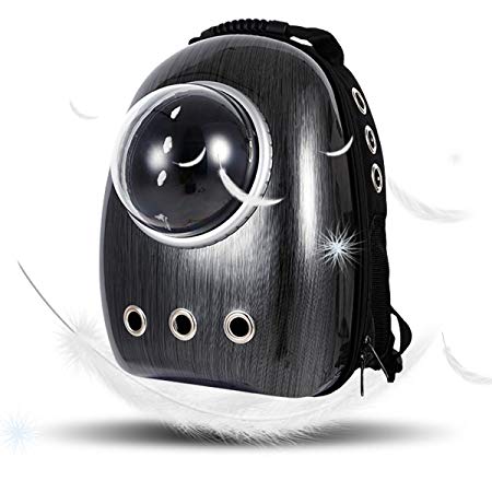Portable Pet Travel Breathable Backpack,Space Capsule Bubble Design,Waterproof Handbag Backpack for Cat and Small Dog (black)