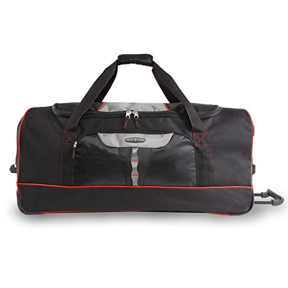 Pacific Coast 35" Extra Large Rolling Duffel Bag, Black, One Size