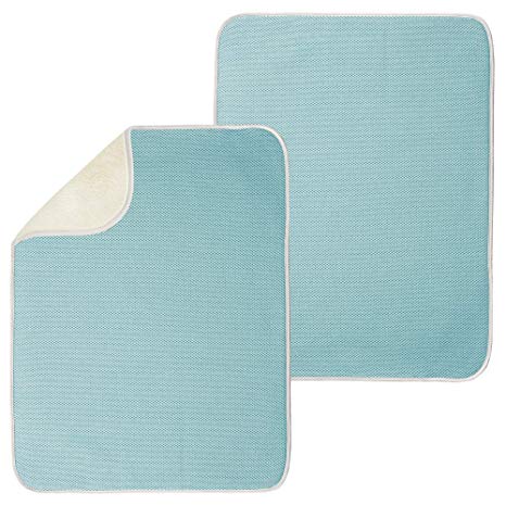 mDesign Absorbent Kitchen Countertop Dish Drying Mat - Pack of 2, 61.0 cm x 45.7 cm, Solid, Aqua Blue/Ivory